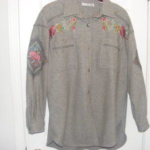 Embroidered Ladies Wool  Coat